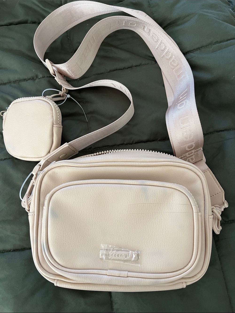Madden Girl Cream Crossbody Bag with Mini Pouch